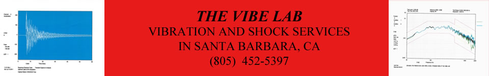 The Vibe Lab banner with shock time history and random vibration graphs
